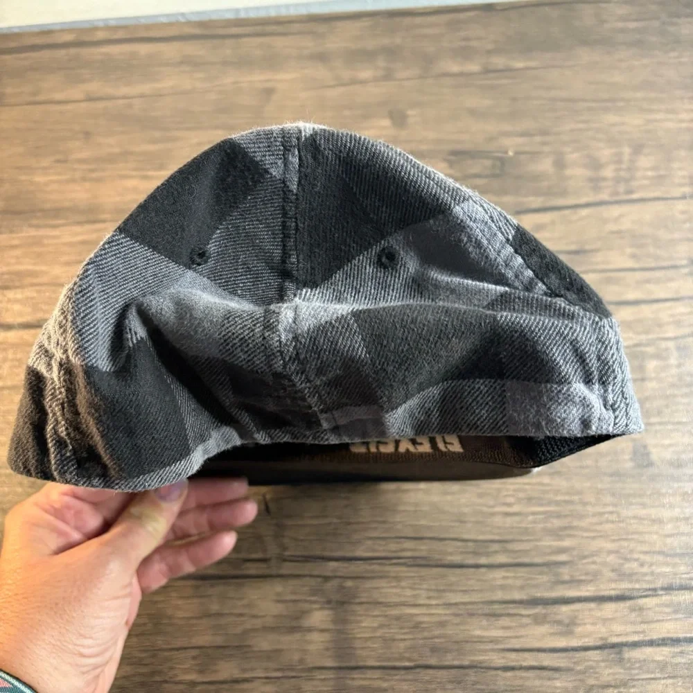 Element Skateboard Hat Men's Flexfit Plaid Gray Black Skateboard Cap OSFA Crowns